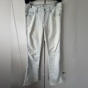 7 For All Mankind Cream Jeans with Blue Stitching